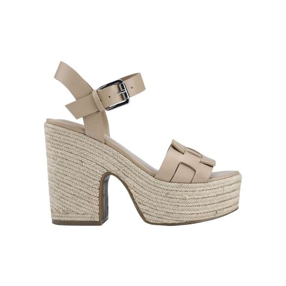 MARC FISHER Shoes - MARC FISHER Womens Beige 2" Platform Viga Toe Block Heel Espadrille Shoes 11 M